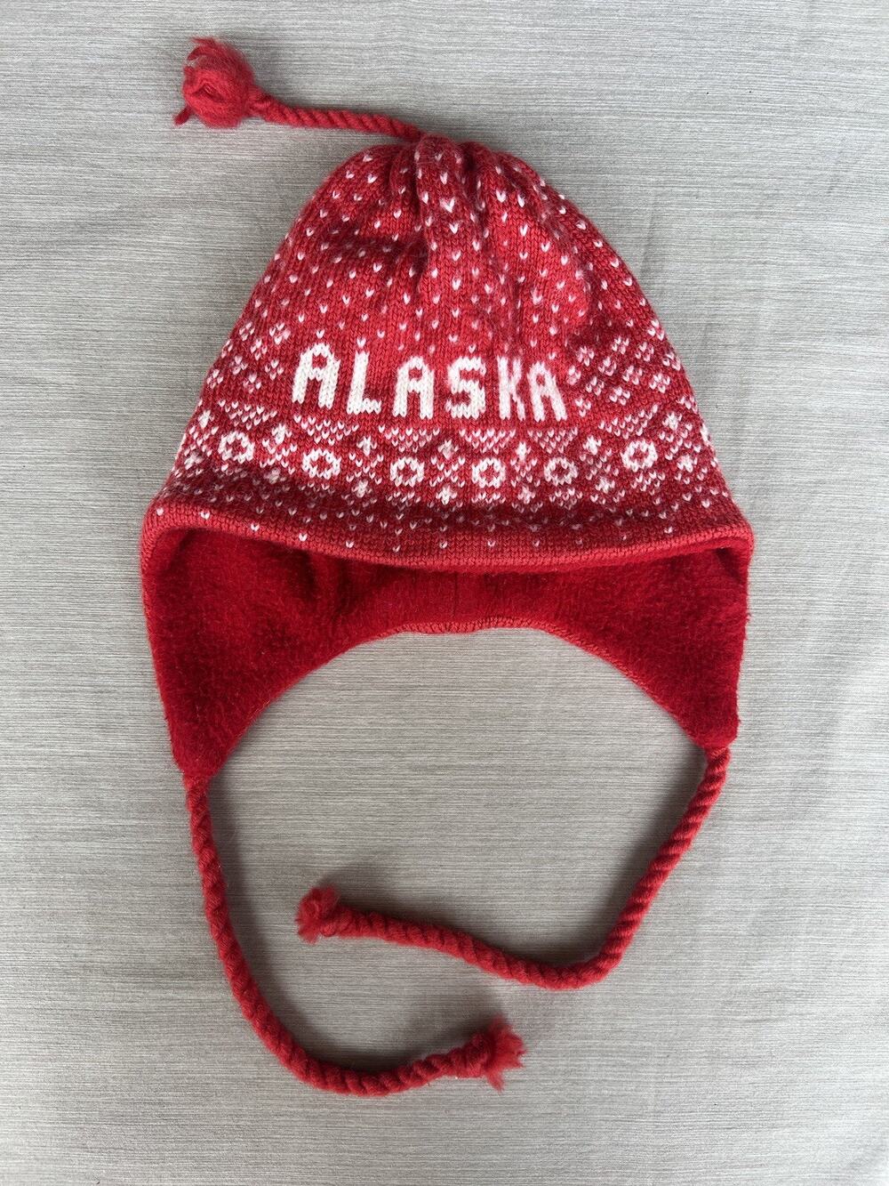 Turtle Fur Alaska Wool Earflap Hat Red White Nordic Fair Isle Tassel Winter